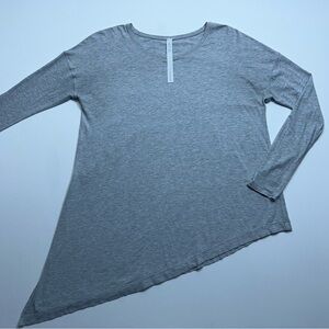 Lululemon Top Womens 6 To The Point Shirt Heathered Gray Asymmetrical Cotton